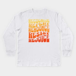 FIVE R' RECOGNIZE, REPENT, RENOUNCE, RESIST, REJOICE, RETRO Kids Long Sleeve T-Shirt